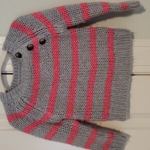 Oshkosh 12m pink gray stripe sweater